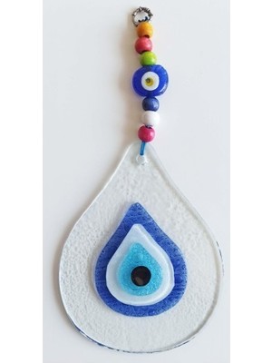 Najmaddin Damla Modeli Nazar Boncuklu Şeffaf Cam El Yapımı Duvar Süsü -Com