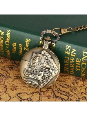 Najmaddin Antika Tren Tasarımlı Köstekli Cep Saati -Com