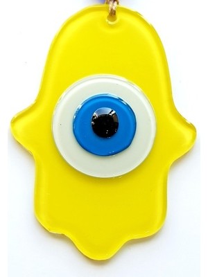 Najmaddin Nazar Boncuklu Sarı Fatma Ana Bereket Eli Cam Duvar Süsü -Com