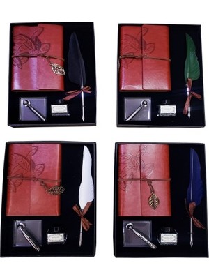 Najmaddin Divit Hokka Defter ve Tüylü Kalem Seti -Com