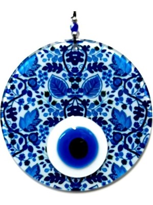 Najmaddin Yaprak Desenli El Yapımı Cam Nazar Boncuğu Yaprak Desenli Cam Duvar Süsü -Com