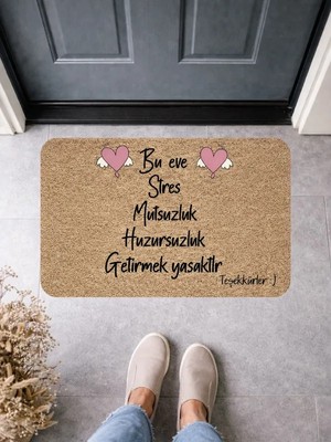 Bert Bu Eve Stres Mutsuzluk Getirmek Yasaktır Kapı Önü Paspası 70X45 Dijital Baskılı Kaydırmaz Pvc
