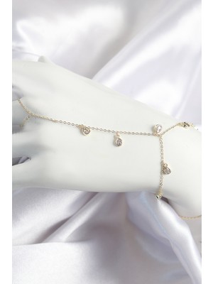 Kuşkaya Ticaret Pirinç Zirkon Taşlı Sallantılı Damla Model Gold Renk Kadın Şahmeran