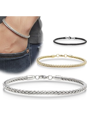 Kuşkaya Ticaret Tilki Kuyruğu Çelik Zincir Bileklik 4mm Yuvarlak