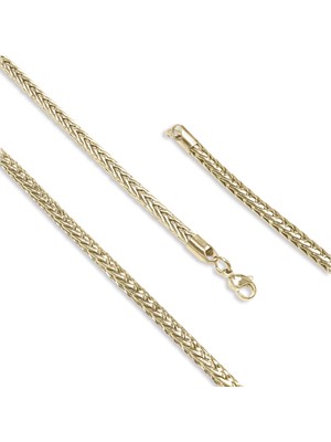 Kuşkaya Ticaret Oval Kral Bakla Örgülü Çelik Kolye 4mm - Sarı