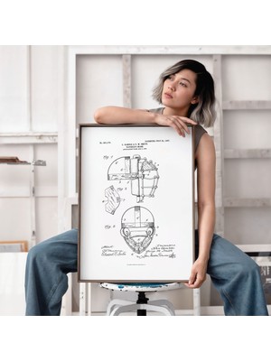 Pegziz Beyzbol Yakalayıcı Maskesi Poster Çerçeveli Tablo