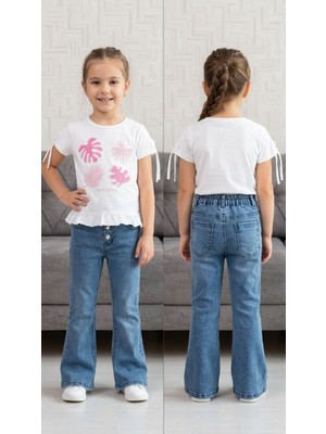 Pançiko Pnc Yaprak Nakışlı Kız T-Shirt