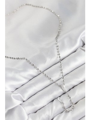 Bezos Pirinç Zirkon Taşlı Gümüş Renk Kadın Y Kolye