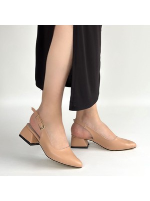 SEPET365 Jonji Nude Cilt Topuklu Kemerli Ayakkabı