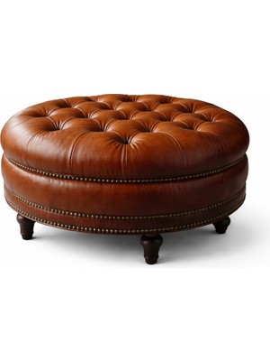 The Ivy Concept Store The Noble Hıde Taba Renk Kahverengi Yuvarlak Chester Puf