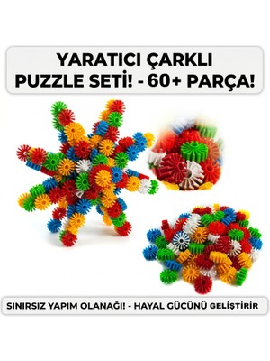 Mixoyuncak Çocuklar Için Çarklı Puzzle Seti - El Becerisi ve Hayal Gücü Geliştirici 60 Parça