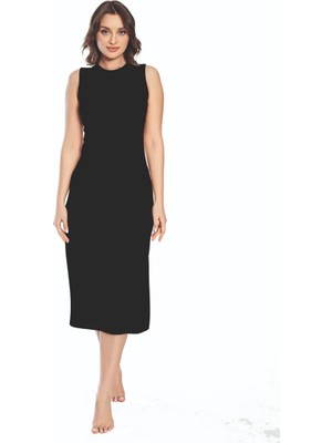 Pileli Store 3164 Kalın Askı Uzun Viskon Elbise Kombinezon