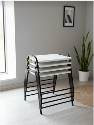 Eryalux Home 4'lü Tepsi Model Siyah-Beyaz Zigon Sehpa