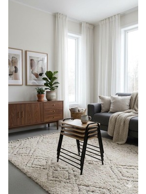 Eryalux Home 4'lü Tepsi Model Siyah-Çam Modern Sehpa