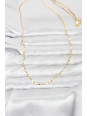 Bezos cm 14K Gold Renk Lazerli Zincir Model 60 cm Kadın Kolye