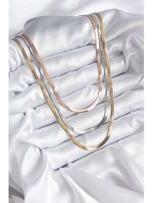 Bezos 316L Çelik Mix Renk Italyan Zincir Model Kadın Kolye