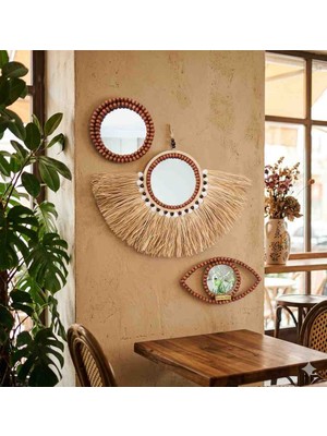 Furkan Decor Aksesuar Rafya Boncuklu Göz Aynalı Set