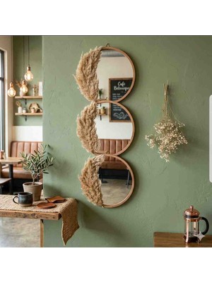 Furkan Decor Aksesuar Pampas Aynalı 3 Lü Set