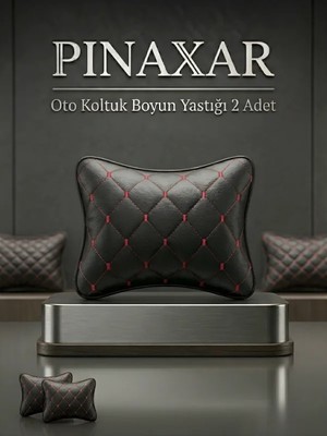 PINAXAR Cadillac Için Uyumlu Oto Yastık Suni Deri Dikişli Model Kırmızı 2 Adet