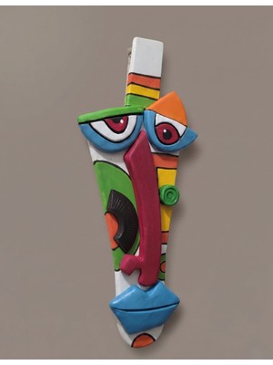 Odmek Cümbüş Mask Seramik Duvar Süsü | El Yapımı Dekoratif Duvar Süsü 15 x 33 cm