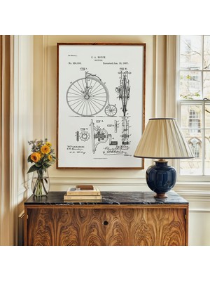 Pegziz Vintage Bisiklet Poster Çerçeveli Tablo