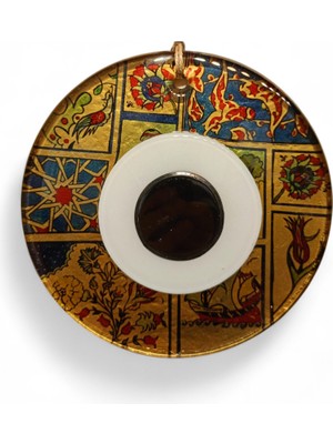 Hediyegeldi Gold Orta Nazar Boncuğu Füzyon Cam 16 Çap 8 mm