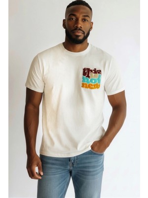 Zueofficial Erkek Beyaz Tişört Regular Fit %100 Pamuk Günlük Rahat Stil