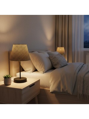 Elizim Home Lighting Hasır Görünümlü Kahverengi Abajur