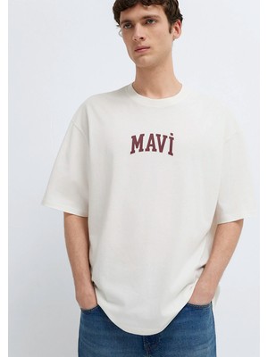 Mavi Mavi Logo Baskılı Ekru Tişört 0613578-70057
