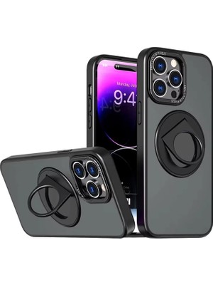 Najmaddin Ally iPhone 15 Pro Max Için Magsafe Uyumlu Yüzük Standlı Manyetik Silikon Kılıf-(57