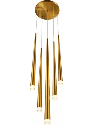 Solentra Gold 5’li Modern LED Sarkıt Avize – Lüks Boru Tasarım