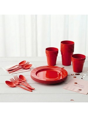 Ta-Fu Global Parti Takımı Plastik Mika Set ( 25 Bardak , 6 Tabak , 25 Çatal , 25 Kaşık )