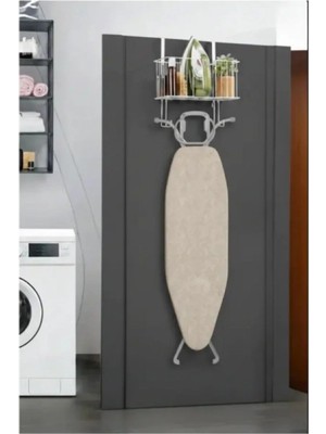 Generic Kapı Arkası Ütü ve Ütü Masası Askısı Organizer Çok Amaçlı Metal Askı Raf Siyah