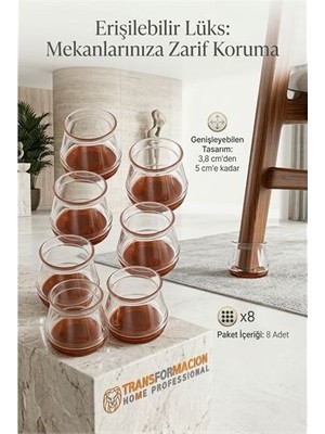 İlk El Grup Ieg™  Silent Keçe Tabanlı Şeffaf Sandalye Ayak Koruyucu 8'li Set 723000