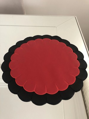 AGBTREND Özgün Tasarım Suni Deri Nakışlı Supla - 2 Renkli Dilimli Lüks Amerikan Servisi 40CM