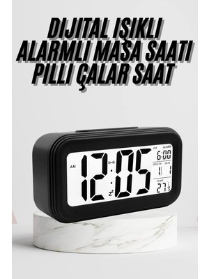Najmaddin Dijital Masa Saati Termometre Takvim LED Ekran Pilli Ev Ofis Masası -Com