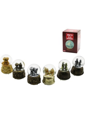 Nargo Orta Boy - 8cm Pilli - Işıklı Müzikli Kar Küresi Cam Eskitme Insan Figürlü - Desen Mix Renkli Herhangi Bir Tanesi Gönderilir