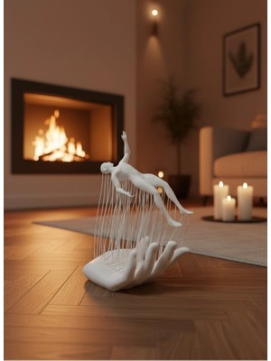 Najmaddin Dekoratif El Üzerinde Insan Figürü Beyaz Minimal Sanatsal Biblo -Com