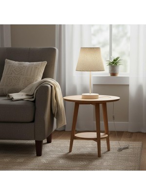 Elizim Home Lighting Hasır Görünümlü Kırık Beyaz Abajur
