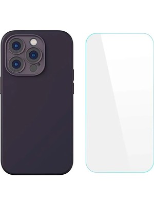 Najmaddin Baseus Liquid Silica iPhone 14 Pro Silikon Kılıf + Tempered Ekran Koruyucu SET-(5775) -C