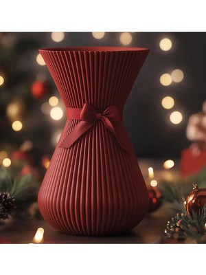SLM Muhteşem Noel Ev Dekorasyonu Için Kırmızı Fiyonklu Vazo