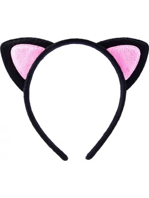 Magicool Sevimli Kedi Kulak Pofuduk Kedi Taç Siyah Içi Pembe Renk 17X15 cm