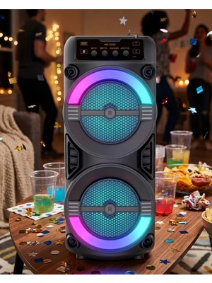 Najmaddin LED Işıklı Kablosuz Bluetooth Hoparlör USB Tf Kart Destekli -Com