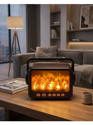 Najmaddin Şömine Efektli Bluetooth Hoparlör Fm Radyo USB Tf Kart Müzik Çalar -Com