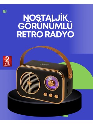 Najmaddin Klasik Retro Radyo – Bluetooth Destekli, Fm Özellikli Şarjlı Hoparlör -Com