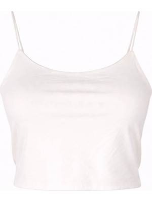 Trender 582-04 Crop Lastik Askı Ekru Kadın Atlet 26YL71595017