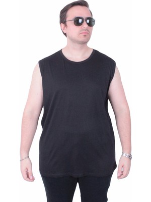 Starbattal Büyük Beden Baskılı Kolsuz Tişört Life Is Never 26121 Sıyah