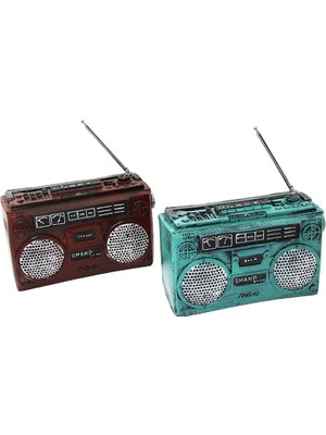Go İthalat Radyo Vintage Dekoratif Biblo - Kumbara Renkli 17X17X5.5CM Reçine (5224)