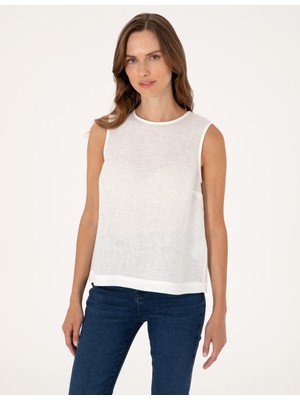 Pierre Cardin Kadın Beyaz Regular Fit Keten Bluz 50309346-VR013