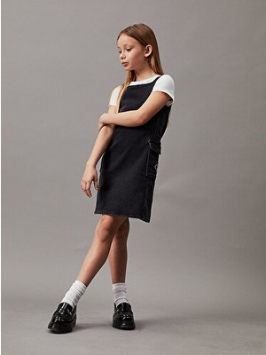 Calvin Klein Kız Çocuk Charcoal Grey Denim Elbise